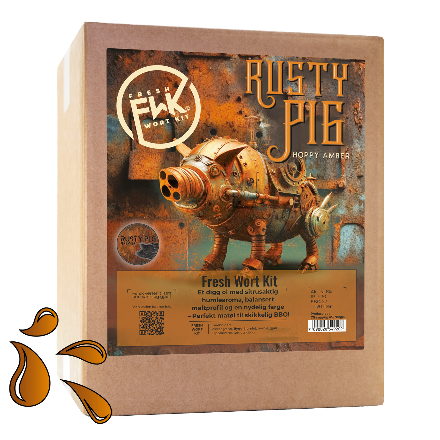 FWK Rusty Pig Hoppy Amber Fresh Wort Kit Ready brewed wort for 20L beer